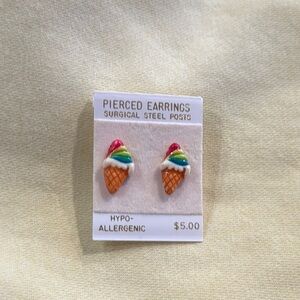 4/$10 Ice-cream Cone Stud Earring Hypo-Allergenic